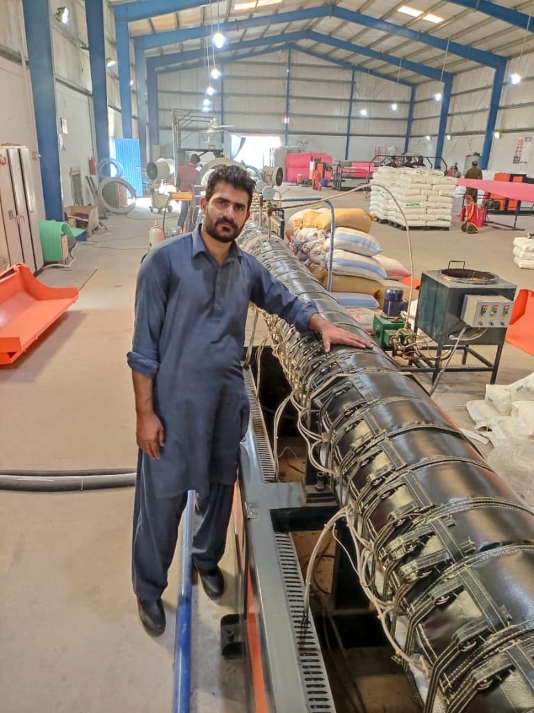 Plant floor at Al-Khair Five Star Foam with jacketed extruder